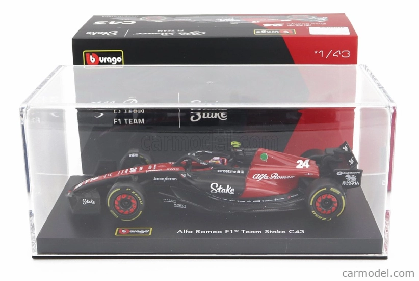 Bburago Alfa romeo F1 C43 Team Stake N 24 Season 2023 Guanyu Zhou 1:43, černá