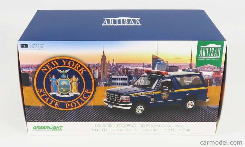 Greenlight Ford usa Bronco Xlt New York State Police Department 1996 1:18 Blue