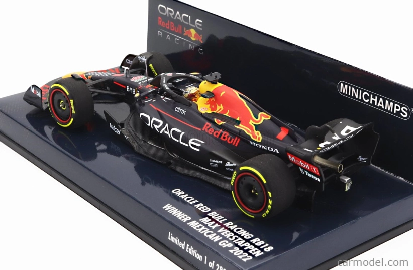 Minichamps Red bull F1 Rb18 Team Oracle Red Bull Racing N 1 Winner Mexico Gp World Champion 2022 Max Verstappen 1:43 Matná modrá žltá červená