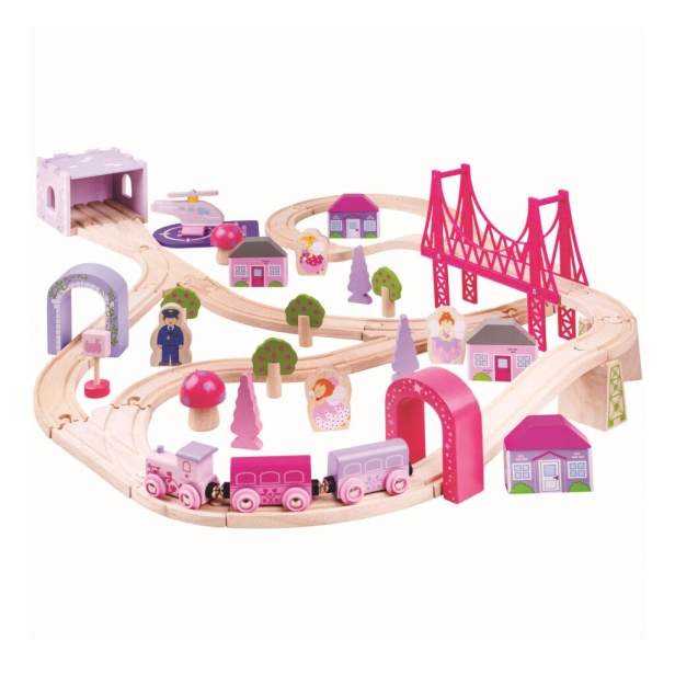 Bigjigs Rail Veľká drevená vláčiková dráha pre princezné - poškodený obal