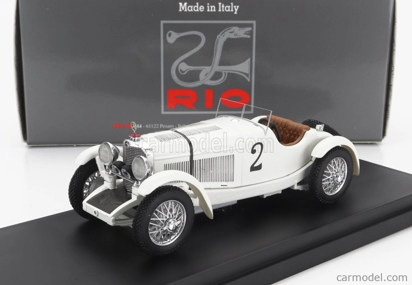 Rio-models Mercedes benz Ssk 7.1l S6 Supercharged Spider N 2 Winner 24h Spa 1931 Dimitri Djordjadze - Goffredo Zehender 1:43 Bílá