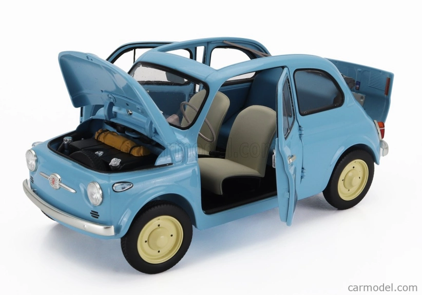 Kyosho Fiat 500 D Cabriolet Open 1960 1:18 Celeste Crociera - Světle Modrá