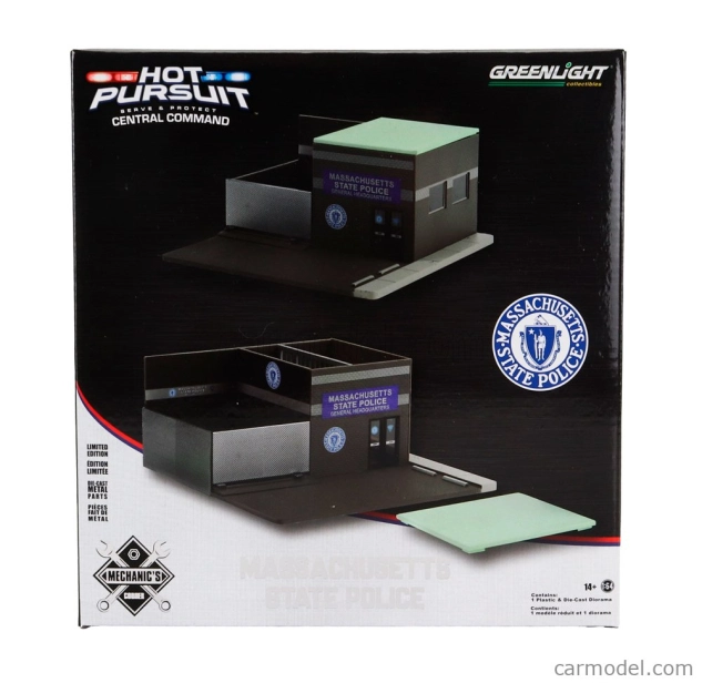 Greenlight Accessories Set Officina Garage Mechanic's Corner Pursuit Central Command Massachusetts Highway Patrol Station 1:64 Brown Green