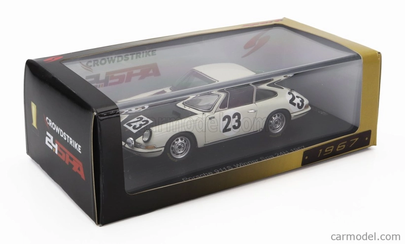 Spark-model Porsche 911 Coupe N 23 Víťaz 24h Spa 1967 Jean Pierre Gaban - Pedro 1:43 Biela Čierna