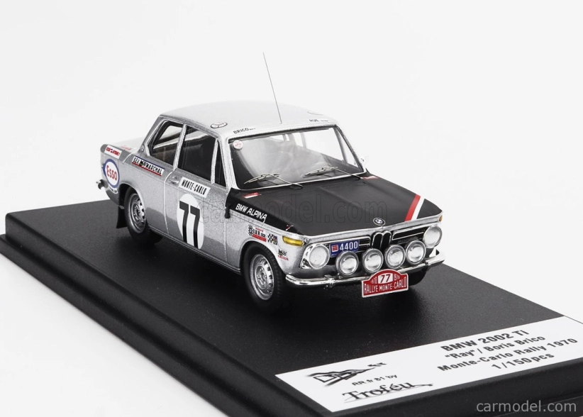 Trofeu BMW 2002 Ti (night Version) N 77 Rally Montecarlo 1970 Ray - Boris Brico 1:43 Stříbrná Černá