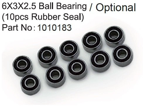 HBP240365 - (1010183) 6X3X2.5 Ball Bearing ( 10pcs Rubber Seal )
