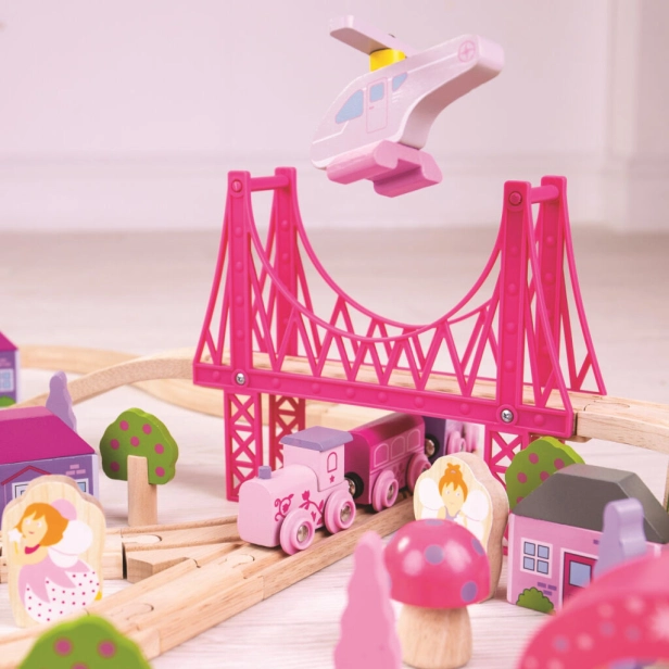 Bigjigs Rail Veľká drevená vláčiková dráha pre princezné - poškodený obal
