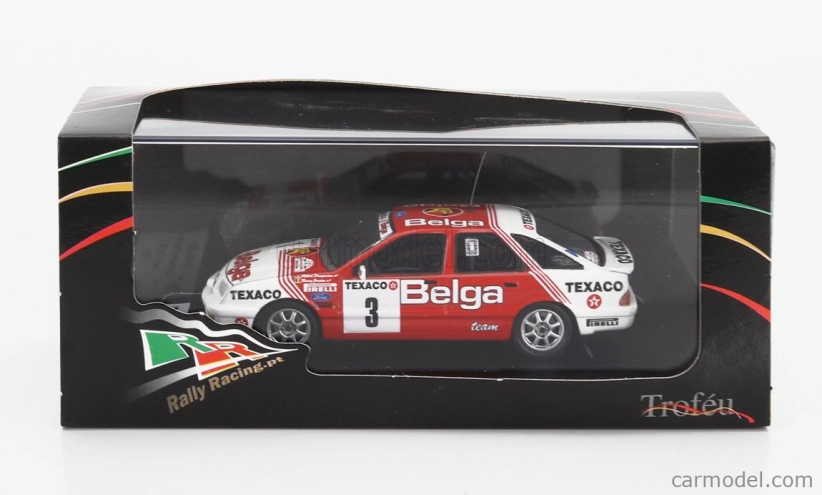 Trofeu Ford england Sierra Xr 4x4 Team Belga N 3 Boucles De Spa 1988 Robert Droogmans - Ronny Joosten 1:43 Červená Bílá