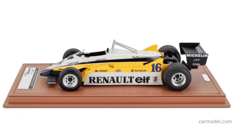 Tecnomodel Renault F1  Re30b V6 Turbo Team Renault Elf N 16 Winner France Gp 1982 Rene Arnoux 1:18 Bílá Žlutá Černá