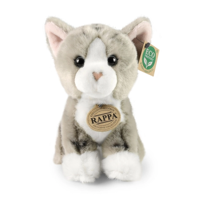 Rappa Plyšová mačka sivá 18 cm ECO-FRIENDLY