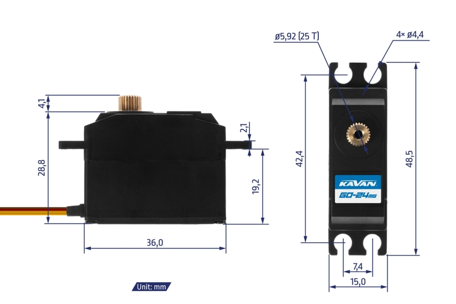 GO-24MG (0,07s/60°, 4,5 kg.cm)