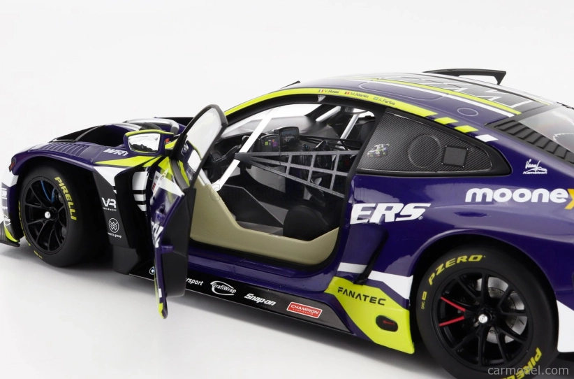Minichamps BMW 4-series M4 Gt3 Team Wrt N 46 6th 24h Spa 2023 Valentino Rossi - Augusto Farfus - Maxime Martin 1:18 Fialová Žlutá Černá