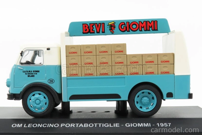 Edicola Om fiat Leoncino Truck Portabottiglie Giommi 1957 1:43 Light Blue Cream