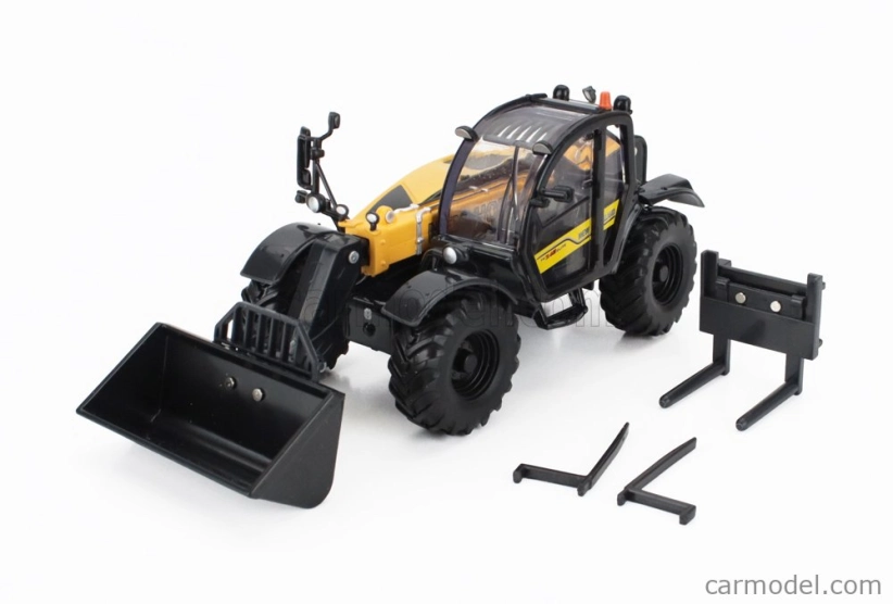 Britains New holland Th7.4z Panoramatický teleskopický traktor Ruspa Gommata - škrabák - Elevatore 1:32 Black Yellow