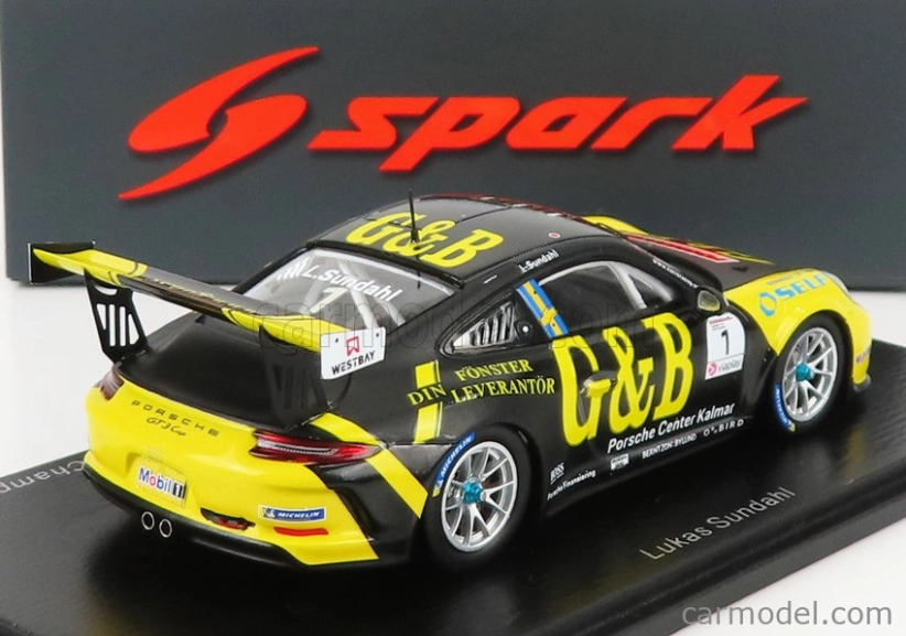 Spark-model Porsche 911 991-2 Gt3 Cup N 11 Porsche Carrera Cup Scandinavia Champion 2020 L.sundahl 1:43 Black Yellow