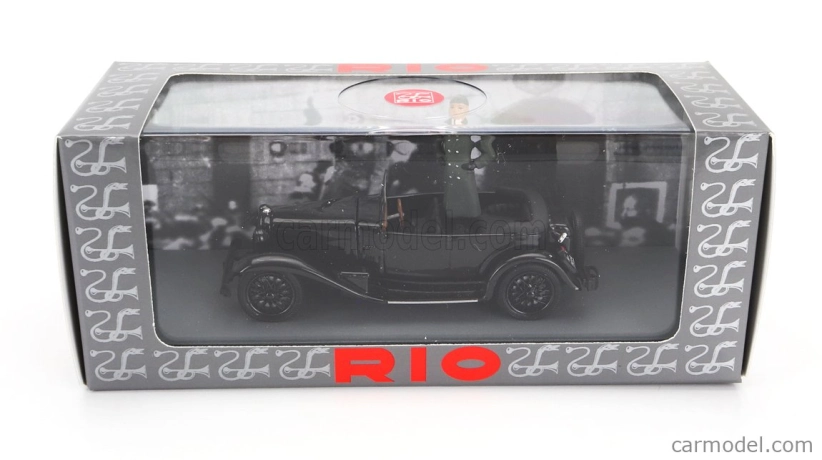 Rio-models Alfa romeo 1750 Torpedo Spider Milano 1944 With Benito Mussolini Figure 1:43 Black
