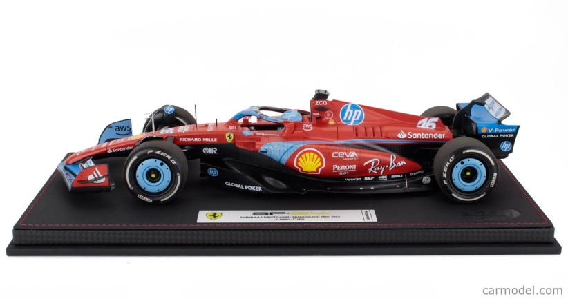 Bbr-models Ferrari F1 Sf-24 Team Scuderia Ferrari N 16 3rd Miami Gp 2024 Charles Leclerc - Con Vetrina - With Showcase 1:18 Červená Světle Modrá