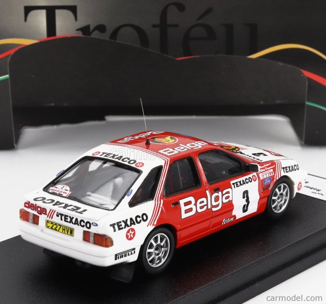 Trofeu Ford england Sierra Xr 4x4 Team Belga N 3 Boucles De Spa 1988 Robert Droogmans - Ronny Joosten 1:43 Červená Bílá
