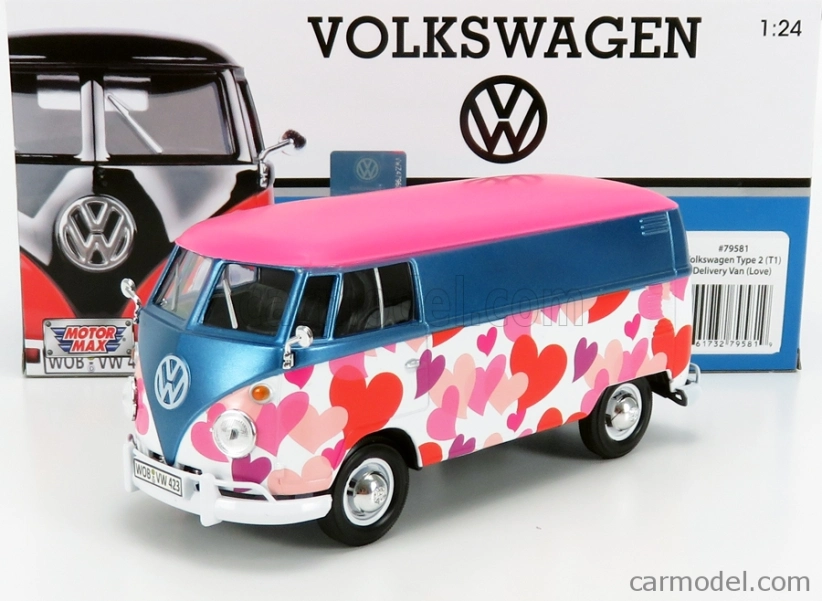 Motormax 1/24 Volkswagen Van T1 Flower Power Orange – Le Combi Peace & Love Pour Ta Collec' Welly Porsche
