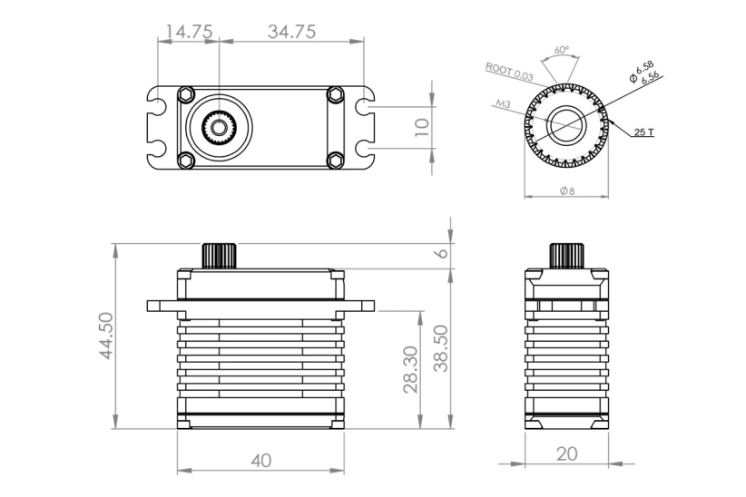 HBL850 (0,071s/60°, 24,9 kg.cm)