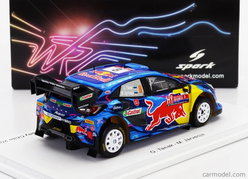 Spark-model Ford england Puma Rally1 Team Ford World Rally M-sport N 8 Winner Rally Chile 2023 Ott Tanak - Martin Jarveoja 1:43 Modrá Žlutá Červená