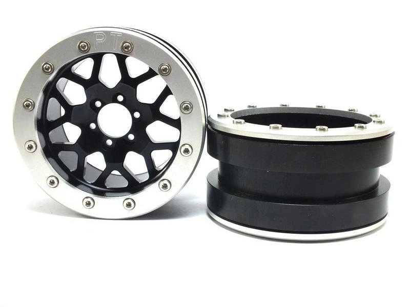 Kovové Beadlock CNC disky Absima Metsafil 2.2 PT-MESH black/silver, 2ks