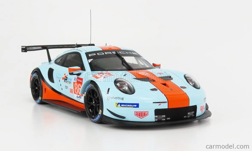 Ixo-models Porsche 911 991 Rsr 4.0l Team Gulf Racing N 86 1:18, světle modrá