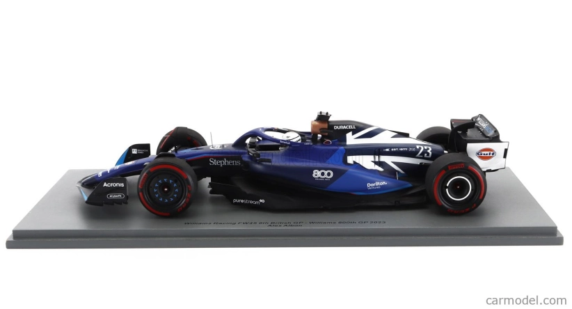 Spark-model Williams F1  Fw45 Team Williams Racing N 23 (800th Gp) British Gp 2023 Alexander Albon 1:18 Blue
