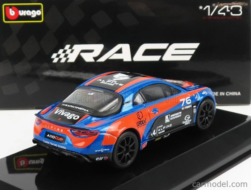 Bburago Renault A110 N 76 Cup 2020 1:43 modro-oranžová