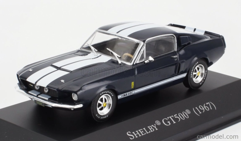 Edicola Ford usa Mustang Shelby Gt500 Coupe 1967 - Con Vetrina - With Showcase 1:43 Modrá Bílá