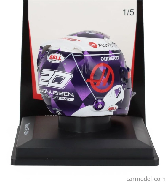 Spark-model Bell helmet Casco Helmet F1 Kevin Magnussen Team Haas N 20 Monaco Gp 2024 1:5 Modrá Violetová