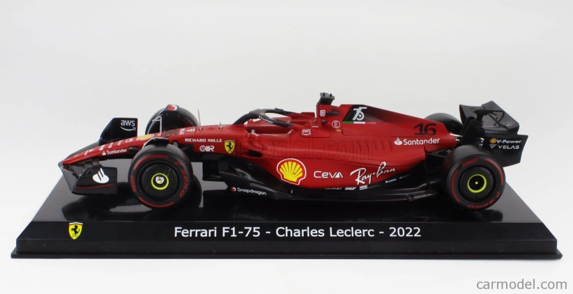 Edicola Ferrari F1-75 Scuderia Ferrari N 16 Sezóna 2022 Charles Leclerc - Con Vetrina - S vitrínou 1:24 červená čierna