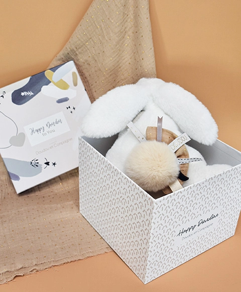 Doudou Plyšový králik s béžovou bambulou 25 cm