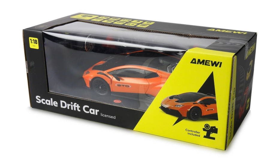 Lamborghini Huracan STO RC Drift Car 4WD LED 1:18 RTR licencované oranžové