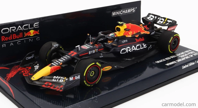 Minichamps Red bull F1 Rb18 Team Oracle Red Bull Racing N 11 Winner Singapore Gp 2022 Sergio Perez 1:43 Matná modrá žltá červená