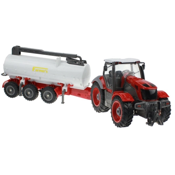 RC traktor s cisternou, červená