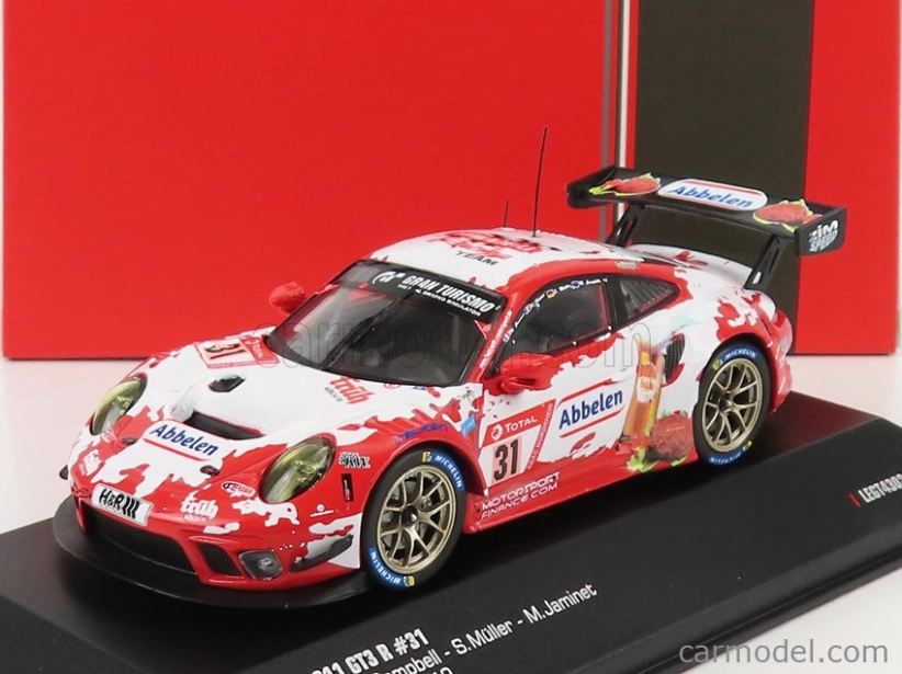 Ixo-models Porsche 911 991-2 Gt3 R Team Frikadelli Racing N 31 24h Nurburgring 2019 S.muller - R.dumas - M.campbell - M.jaminet 1:43 Červená biela