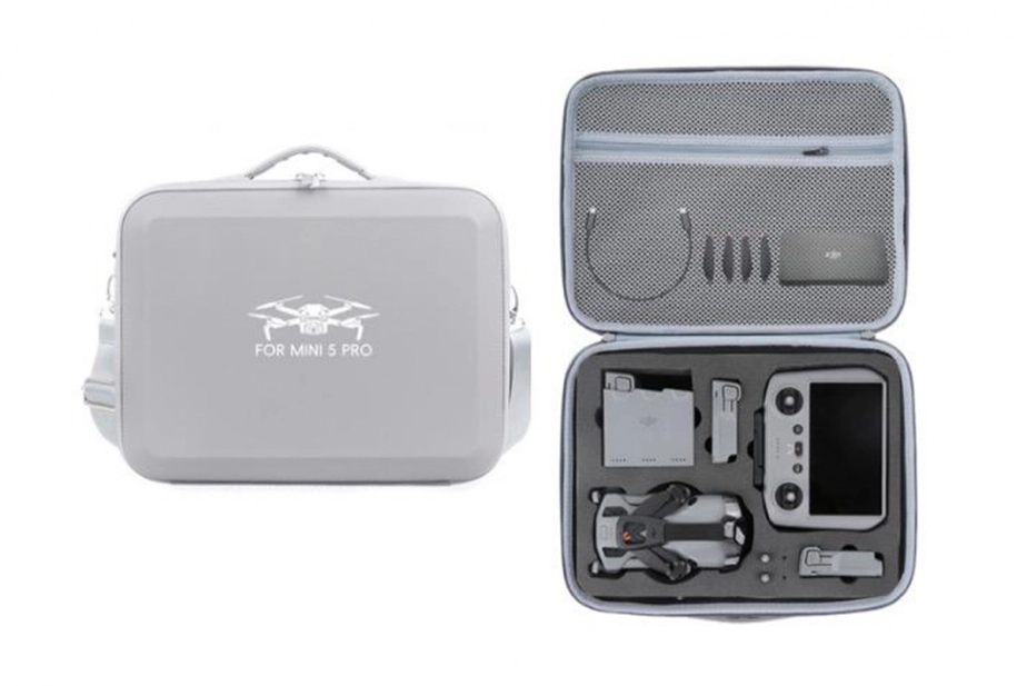 DJI Mini 5 Pro - Sivé PU puzdro na rameno pre DJI Mini 5 Pro (DJI RC 2 / RC-N3)