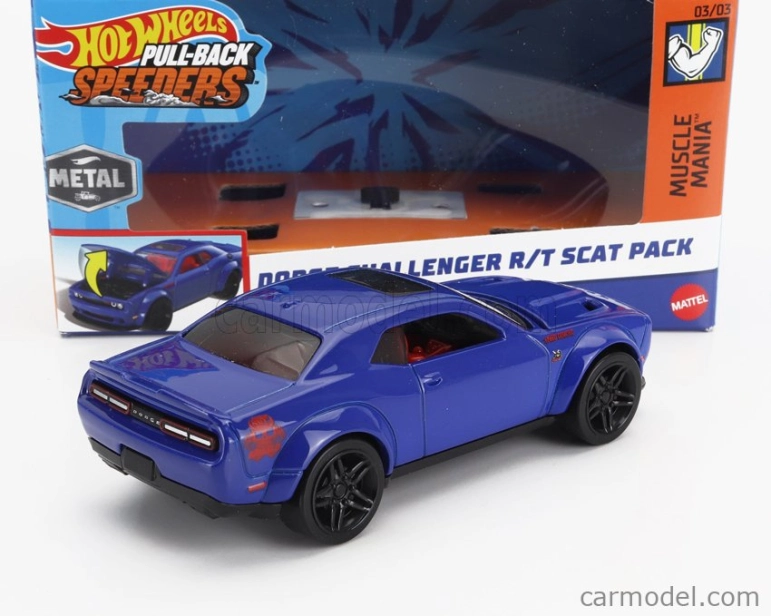 Mattel hot wheels Dodge Challenger R/t Scat Pack 2008 1:43 Modrá