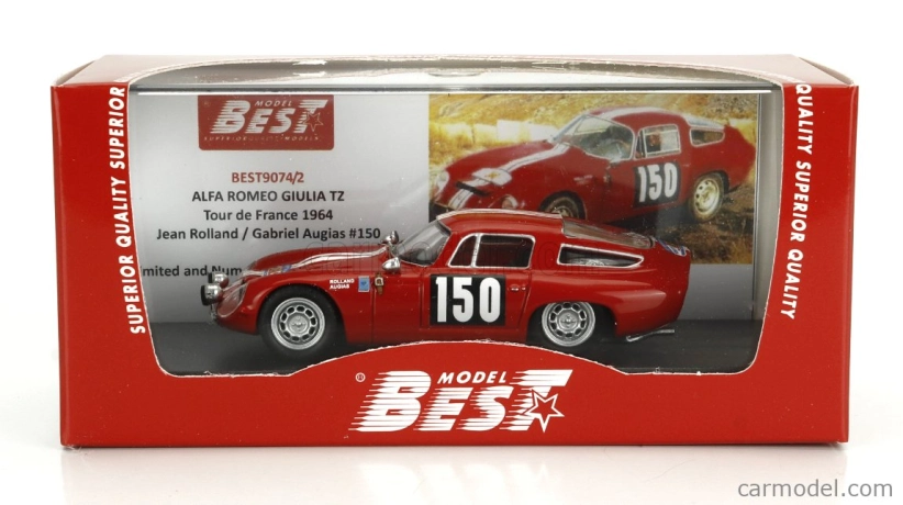 Best-model Alfa romeo Giulia Tz N 150 Tour De France 1964 Jean Rolland - Gabriel Augias 1:43 Red