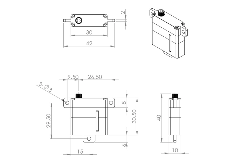 HBL6625MINI (0,10s/60°, 6,0 kg.cm)