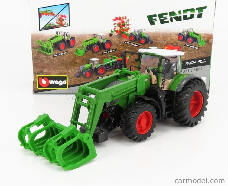 Bburago Fendt Vario 1050 Tractor With Front Grapple 2016 1:50 Zelená Šedá Červená