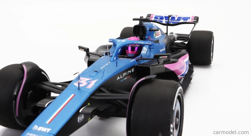 Minichamps Alpine F1 A523 Team Bwt Alpine N 31 9th Miami Gp With Pit Board 2023 Esteban Ocon 1:18 Blue Black Pink
