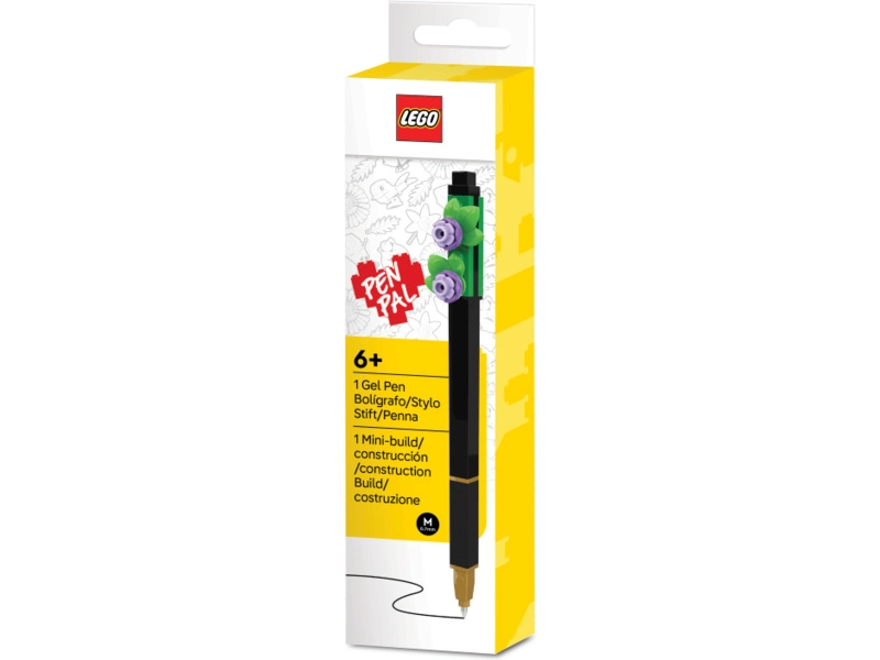 LEGO gelové pero s fialovou květinou černé