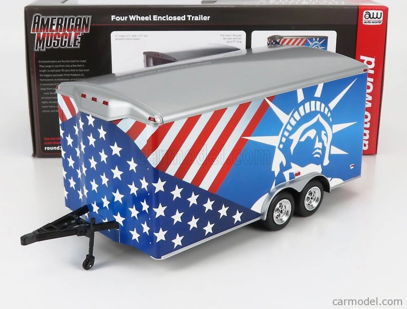 Autoworld Accessories Car Transporter Trailer 2000 1:18 Červená Bílá Modrá