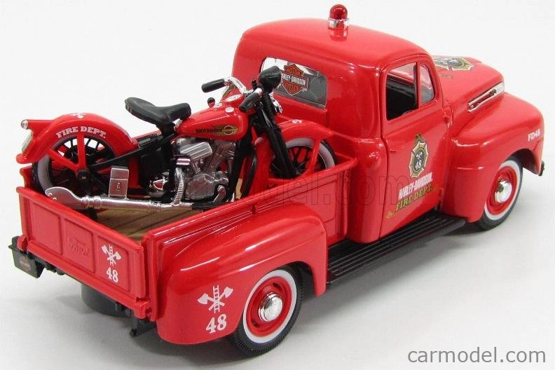 Maisto Ford USA F-1 Pick-up Custom Harley-Davidson 1948 + Motorcycle Harley Davidson El Knucklehead 1936 Fire Departmen 1:24 Red
