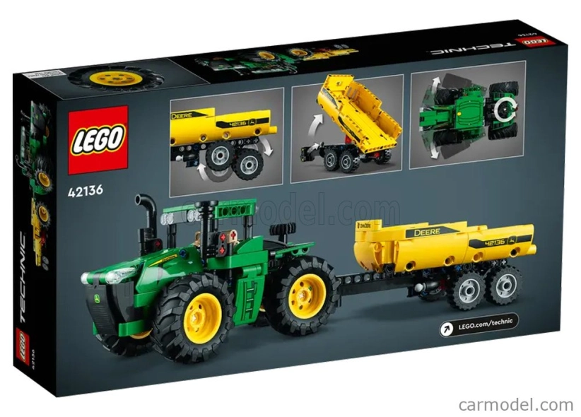 Lego John deere Lego Technic - 9620r 4wd Traktor s prívesom 2018 - 390 Pezzi - 390 dielikov zeleno žltá