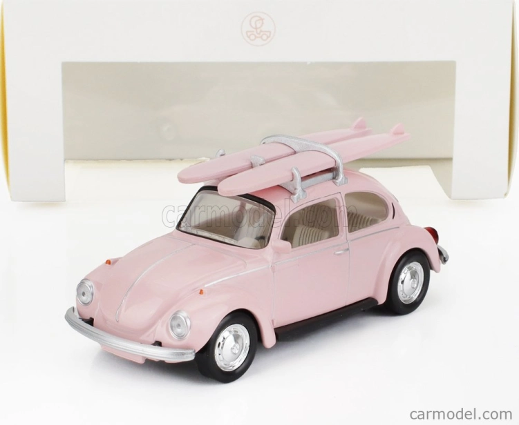 Norev Volkswagen Beetle Coccinelle 1973 - so surfovacou doskou 1:43 Ružová