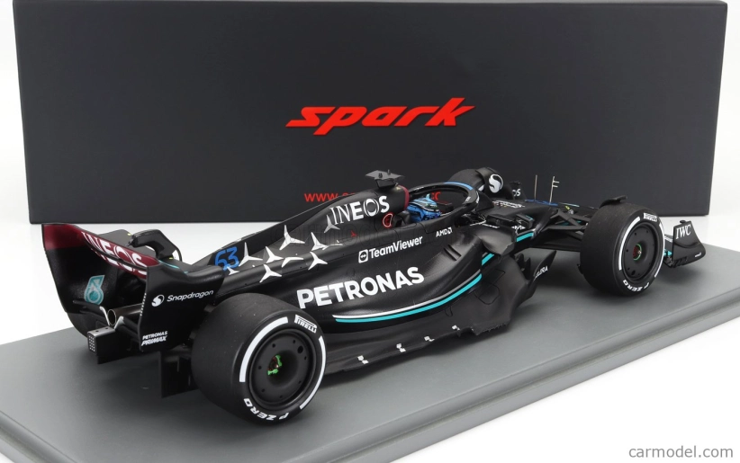 Spark-model Mercedes gp F1 W14 Team Mercedes-amg Petronas Formula One N 63 Season 2023 George Russel 1:18 Matt Black