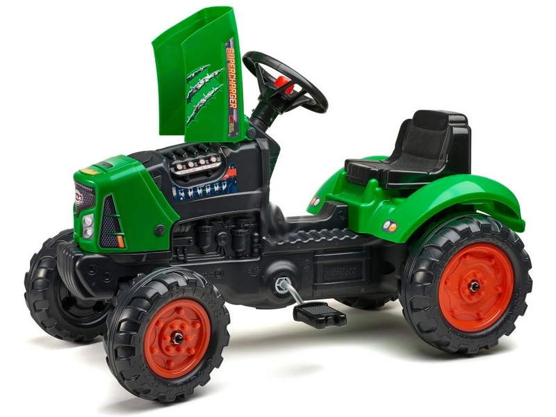 FALK – Šliapací traktor SuperCharger s vlečkou zelený